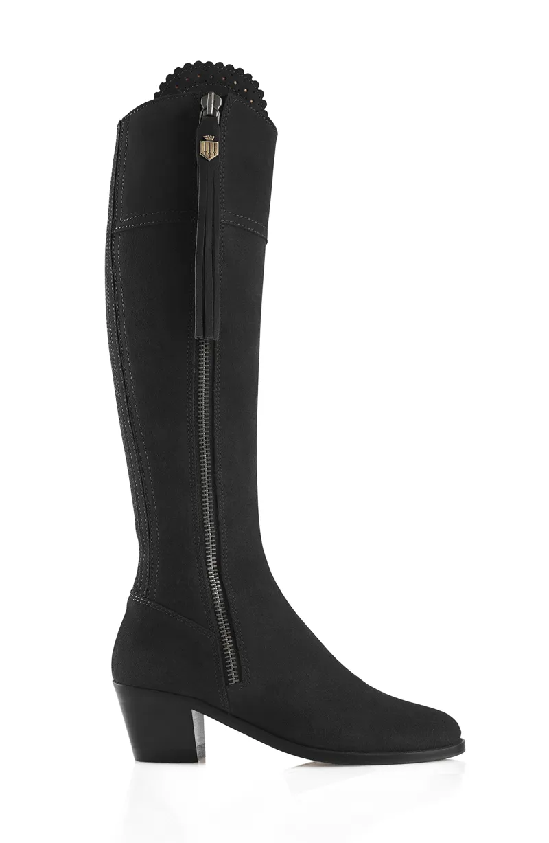 Fairfax and Favor Regina Heeled Boots Black Suede-2